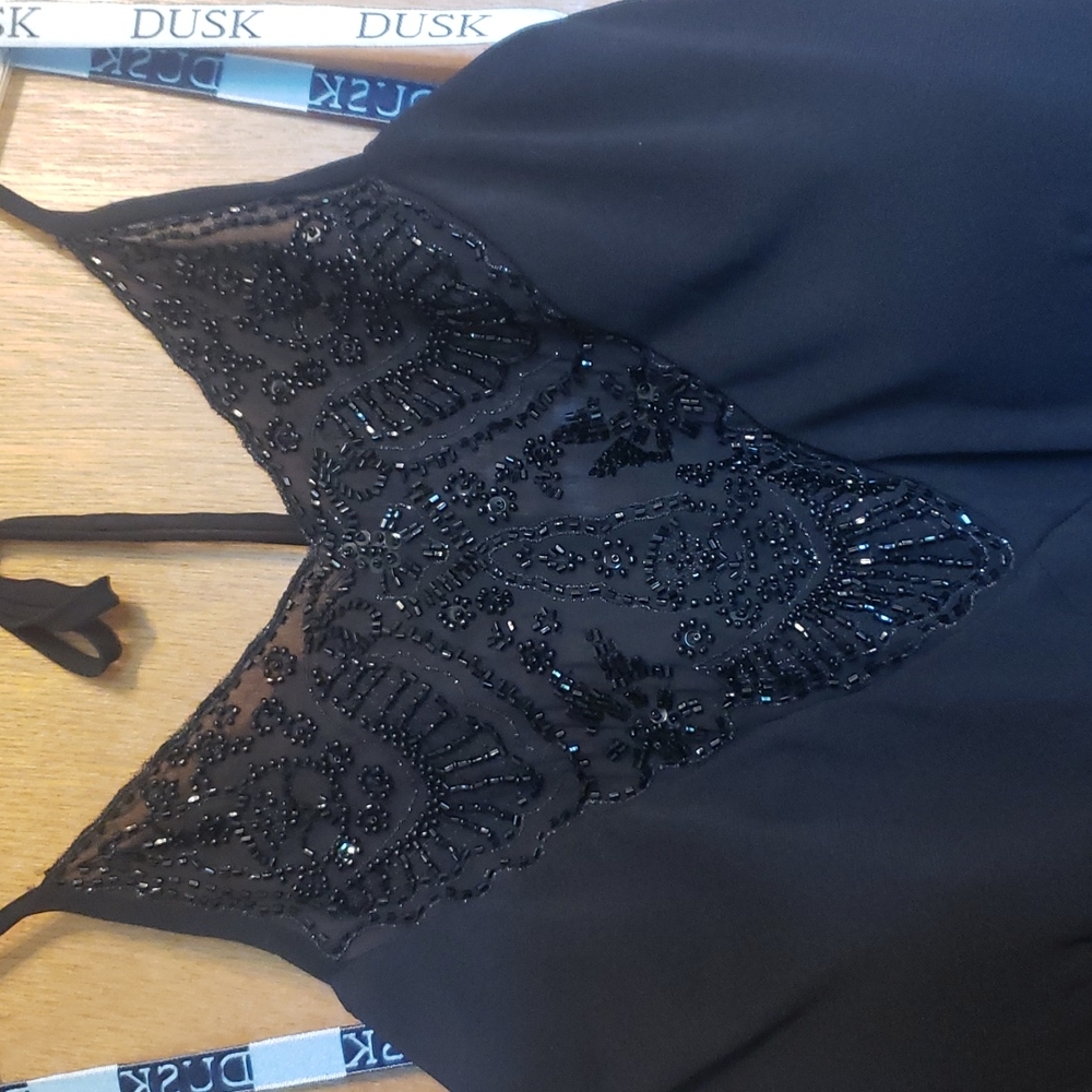 Black beaded formal dress